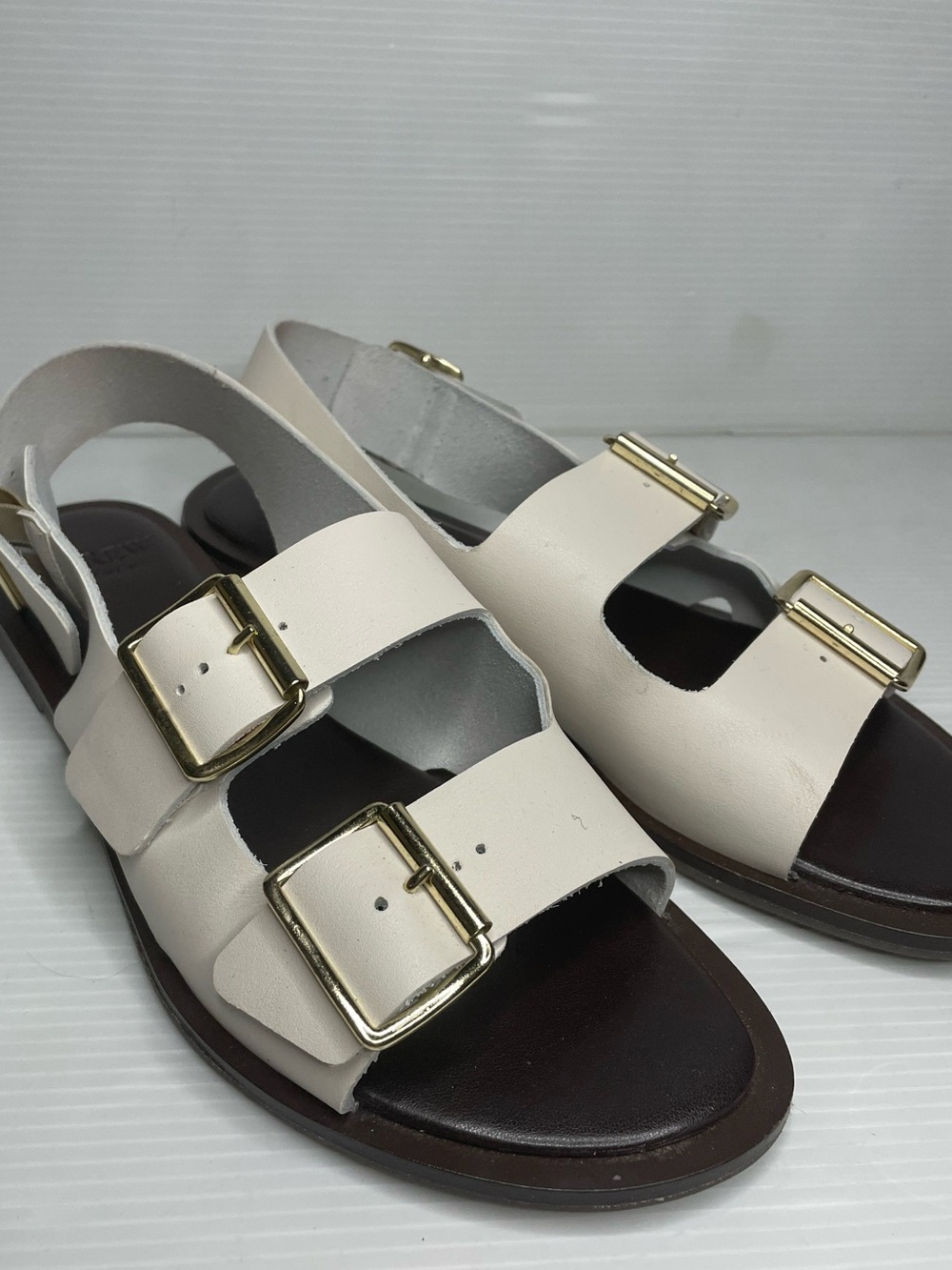 J. Crew Carsen Made-In-Italy Slingback Sandals in Leather White 8.5